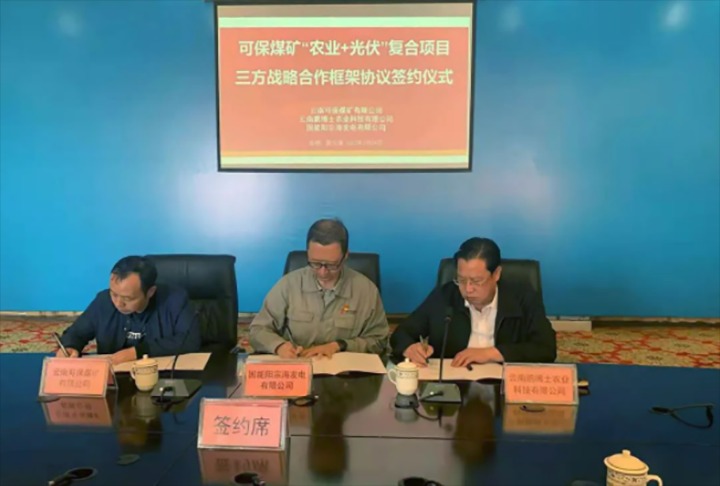 云南可保煤矿有限公司与国能阳宗海发电有限公司、云南鹏博士农业科技有限公司签署三方战略相助框架协议