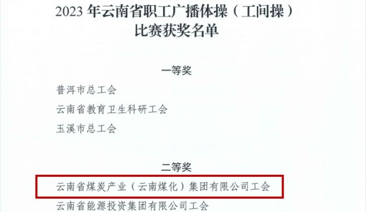 【喜讯】云煤（尊龙Z6官方网站）集团在2023年云南省职工文体活动中勇创佳绩